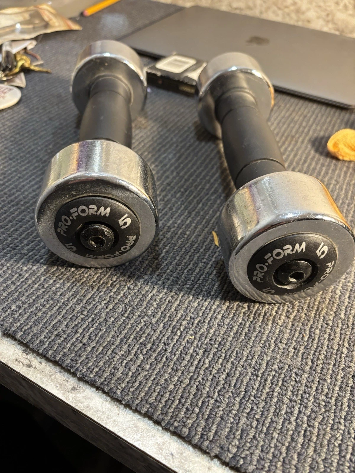 ProForm 5 Pound Chrome Dumbbells Pair 10 lbs Total) Fixed Weight Rubber Grip