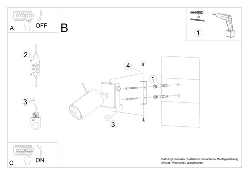 Wandlampe Spot Weiß B: 8 cm klein Metall weiß schwenkbar GU10 Leseleuchte Bett - Bild 5 von 5