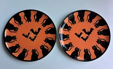 Black Cat and Bat Set 2 DINNER PLATES Halloween Orange INSPIRADO Seattle Cats