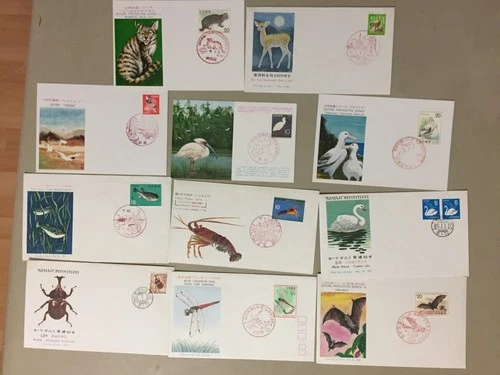 Eleven Japan BIRDS and FAUNA fdc