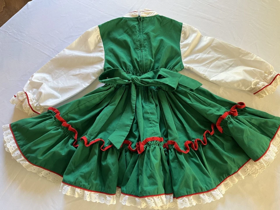 Vintage Christmas Holiday Party Dress Full Circle Red White 5/6 Reeds World Girl - Image 4 of 4