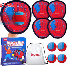Toss and Catch Ball Game for Kids, 4 Paddle Sticky Ball Set, Toddler Baseball Ca