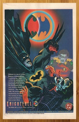 1993 DC Comics Batman Knightfall Vintage Print Ad/Poster Kelley Jones Pro FRAMED