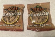 2 Bags Of Texas Roadhouse Salted & Roasted Peanuts New green text