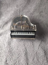 Acrylic Sankyo Japan Music Jewelry Box Piano Works, Tested. Scratched