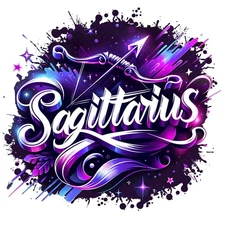 Zodiac Sticker (3 Inch) Zodiac Vibrant Watercolor Black Background Sagittarius