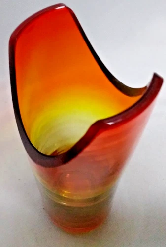 Vintage Blenko Glass Tangerine Ombre Vase MCM HTF Style 1960s