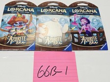 Disney Lorcana Azurite Sea Booster Pack Lot 3 Stitch Baymax 12 Cards New Sealed