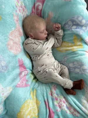 【リボーンドール】 LEIF SLEEPING Ooak Realborn Leif Baby Boy Reborn Doll, Rooted Blonde Hair