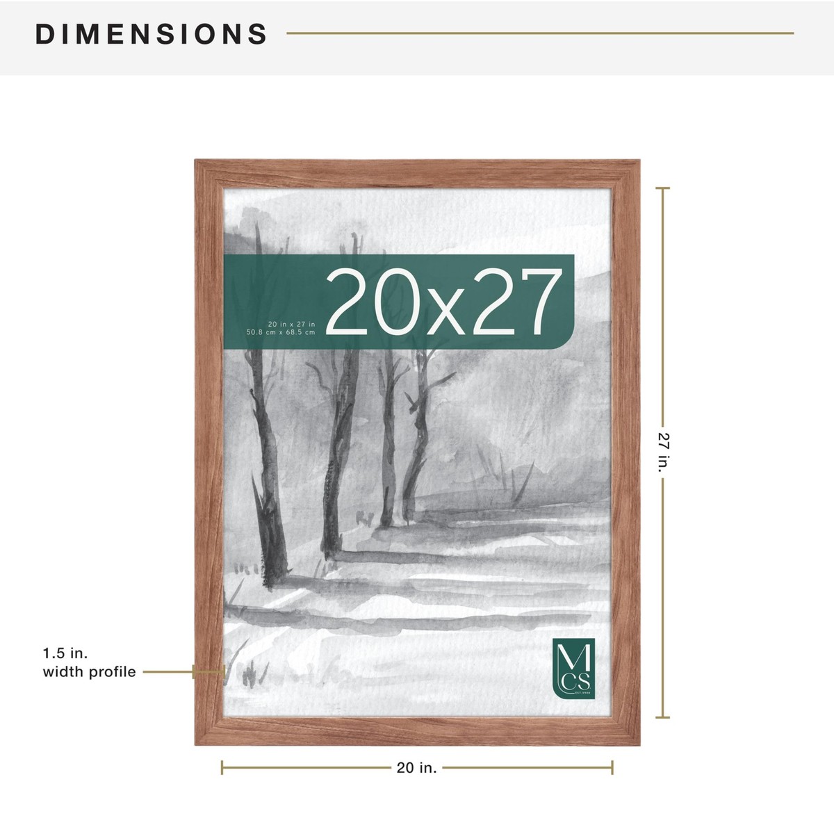 MCS Frames, Hout, Witte Houtnerf, 20 x 27 inch
