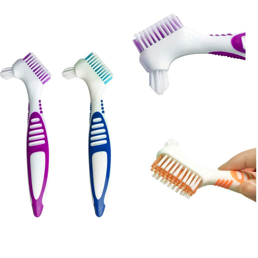3 Pcs Denture Cleaning Brush Portable Cleaning Brush False Teeth Brushes 