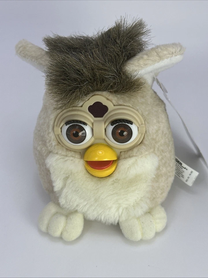 Furby Buddies 1999 软毛绒豆玩具 复古笑话,更棕褐色,黄色棕色 — 第 3/4 张图片