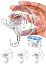 3 Pack Suction Cup Hooks Clear Hanger Removable Small Cups for Shower Bathroom