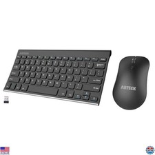 Arteck 2.4G Wireless Keyboard and Mouse Combo Ultra Compact Slim Stainless Full