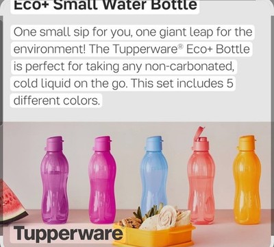 NEW Tupperware Eco+ Small Eco Water Bottles 16 oz / 500 ml SET of FIVE