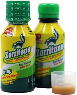 ZORRITONE Syrup enriched with Vitamins A and D, Mint 4 Fl Oz (Pack of 2) 