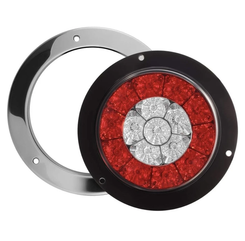 Luz trasera LED para remolque de 4". Paquete de 4 bisel LED cromado Big Rig Foto 4 de 4