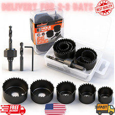 8PCS Hole Saw Kit 1-2 1/8in Wood PVC Cutter Set w Drill Bits Mandrel...