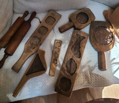 Antique Chinese Wood Rice Cake molds, Mooncake's