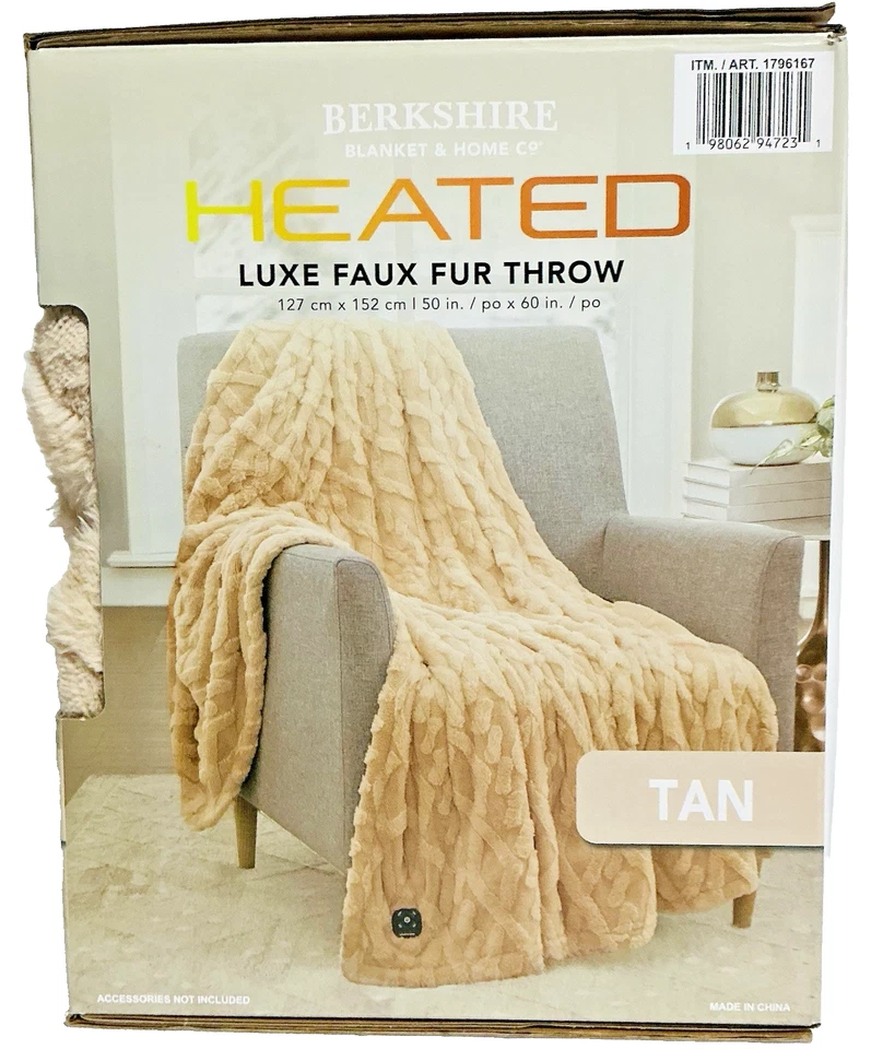 Berkshire Blanket & Home Co. Piel sintética gris con calefacción reversible 50 x 60 suave Foto 3 de 4