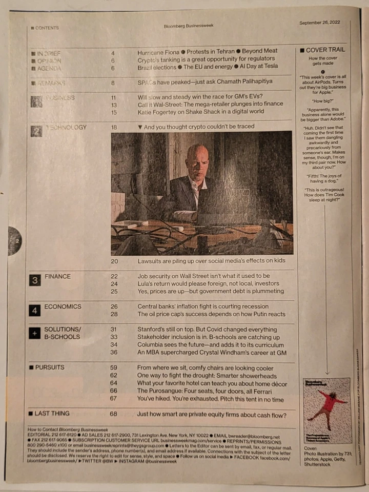 Bloomberg Businessweek Magazine September 26 2022 Apple's Tiniest Accessory - Image 3 of 3