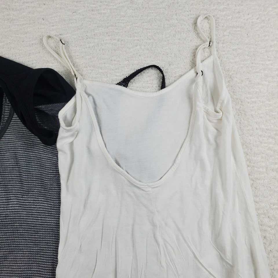 Lote de 3 camisetas sin mangas con correa de espagueti para mujer camisola gris medio blanco negro Y2K Foto 4 de 4