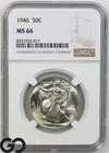 1946 Walking Liberty Half Dollar NGC MS 66 ** Attractive High Grade Beauty!