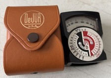Vintage Photography Dejur Exposure Light Meter Model 5-B Leather Case Retro Film