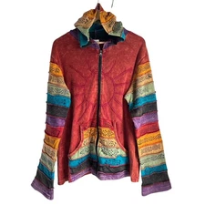 Greater Good Network XXL 100% Cotton Sun Rise Rainbow Boho Hooded Jacket