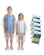 Disposable Rain Poncho for Kids with Hood 5 Pack   Lightweight Waterproof T...