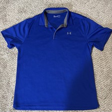 Under Armour Heatgear Short Sleeve Polo Shirt Royal Blue Size XL