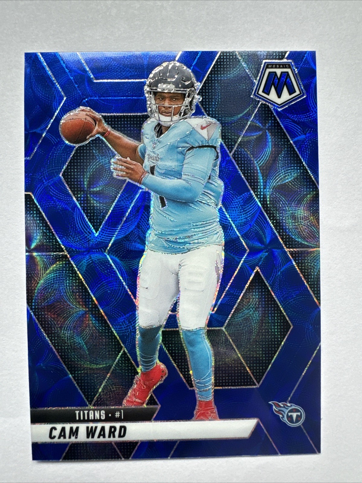 Cam Ward 2025 Panini Mosaic Football #382 Blue Scope Prizm RC Tennessee Titans