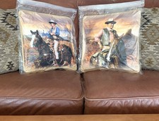 John Wayne Western Sunset Two Decorative Throw Pillows Bradford Exchange MINT!