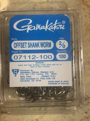 Gamakatsu Offset Shank Worm Hooks 2/0 100 ct 07112