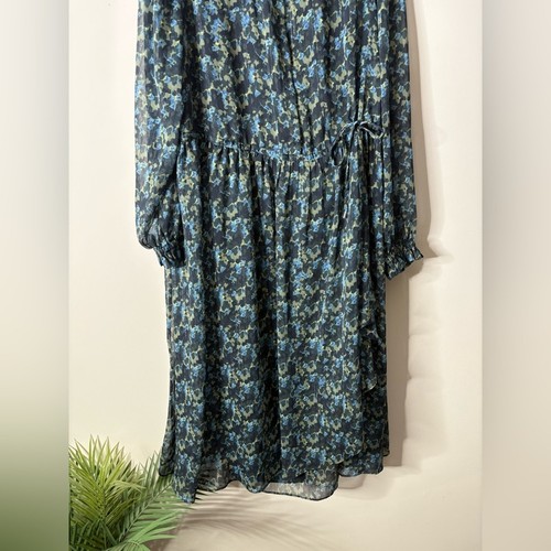 Hugo Boss Damen Bedrucktes Langarm Midikleid Größe 14 Blau Mehrfarbig Bedruckt - Bild 2 von 9