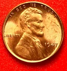 1947-P Lincoln Wheat Cent Penny GEM RED BU From an Original Bank Roll