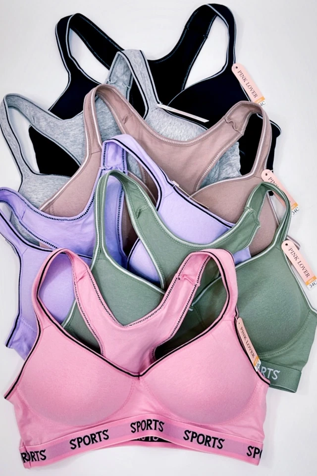 3/6 Pack Racerback Sports Bra Women's High Impact Running Yoga Workout Bras 6826 - Image 2 of 4