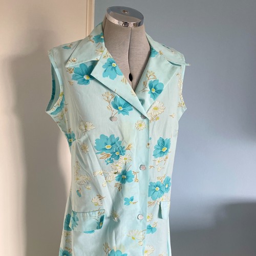 Vestido Vintage Cuello Daga Años 70 Azul Floral por Keynote Años 50 Estilo Retro Talla 14 - Imagen 4 de 13