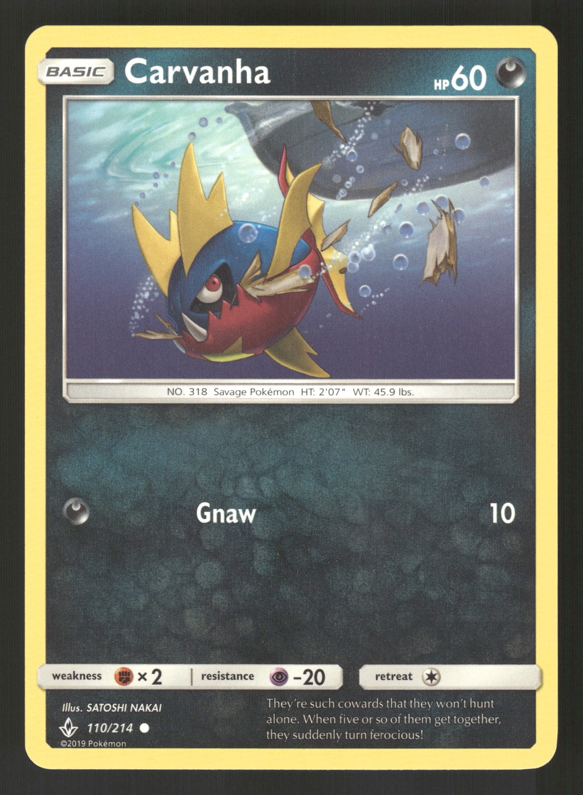 Carvanha 110/214 Common Pokemon SM - Unbroken Bonds