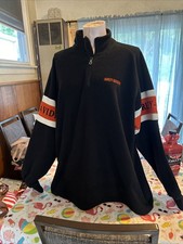 Harley Davidson Mens Quarter Zip Long Sleeve Fleece Pullover Sweater Large