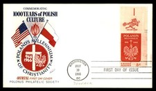 Mayfairstamps US FDC 1966 Polands Millennium Polish Culture Flags First Day Cove