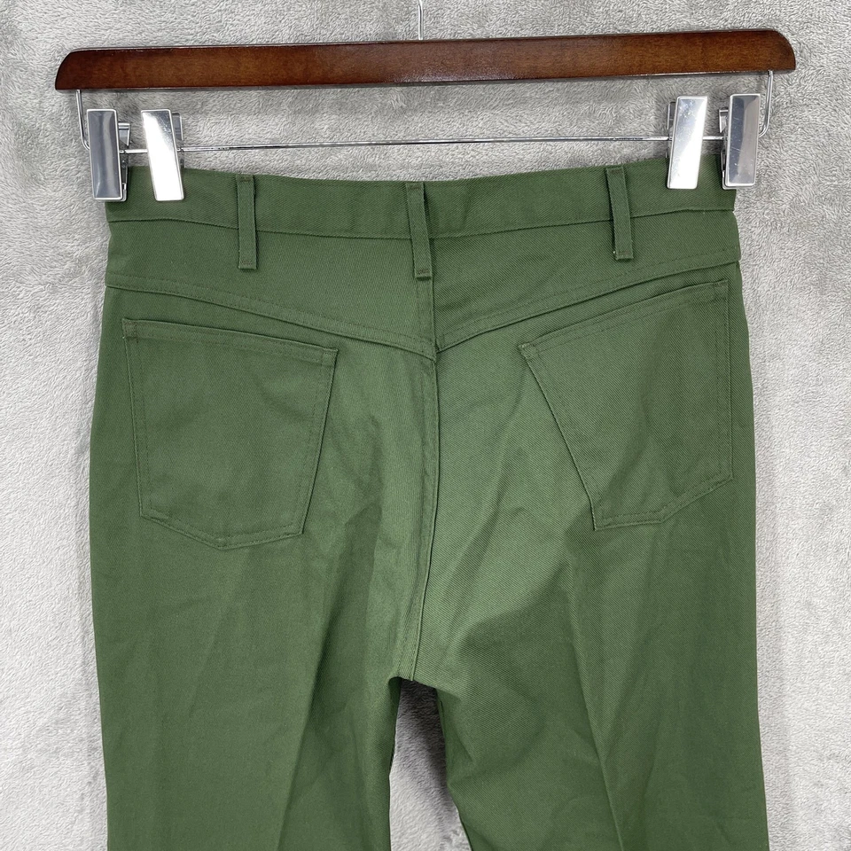 Pantalón Pequeño Horace Hombre Talla 36x25 Verde Uniforme de Trabajo Sarga Recto Utilidad Retro Foto 4 de 4