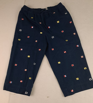 Vintage Woman Breckenridge Nautical Flag Navy Capri Pants size 12