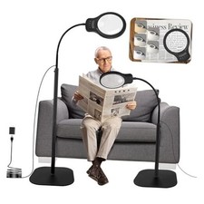 10X 30X Magnifying Glass with Light and Stand, Large Floor Magnifier for Close