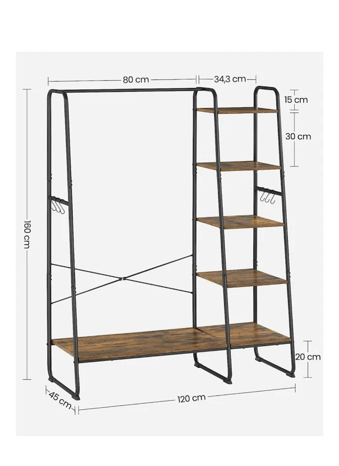 Kleiderschrank, ca. 90 x 30 x 140 cm - Braun/Schwarz