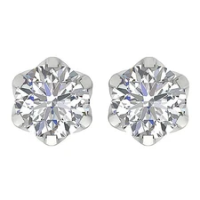 6 Prong Solitaire Stud Earrings For Women VS F 1 Ct Lab Grown Diamond 14K Gold
