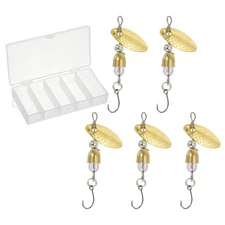 5Pcs 1/8 Oz Fishing Lures Spinnerbait Single Hook Trout Spinners Gold Tone