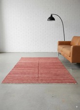 Geometric Striped Handmade Kilim Dhurrie Rug Color Red Beige Design Carpet Rug