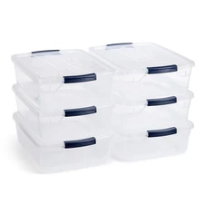Rubbermaid Cleverstore 17 Quart Plastic Storage Tote Container with Lid (6 Pack)
