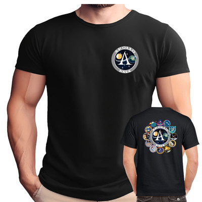 NASA Apollo Mission Logos Double Sided Adult T-Shirt